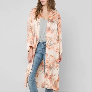 gimmicks by BKE Satin Duster Kimono NWT XL Boho Floral Longline Festival Layer
